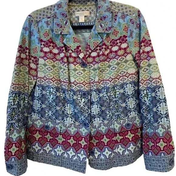 Boho Vintage Christopher Banks Jean Jacket Size Petite Large - Picture 3 of 9